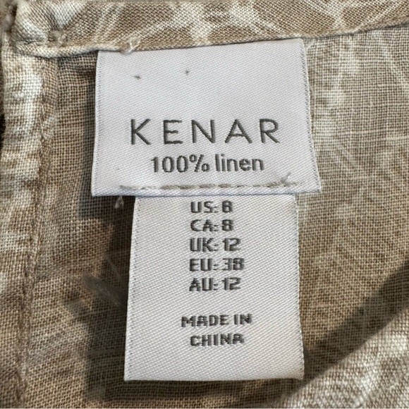 Kenar Elegant Beige Patterned Linen Dress Beach Resort Summer 8 - Picture 4 of 4